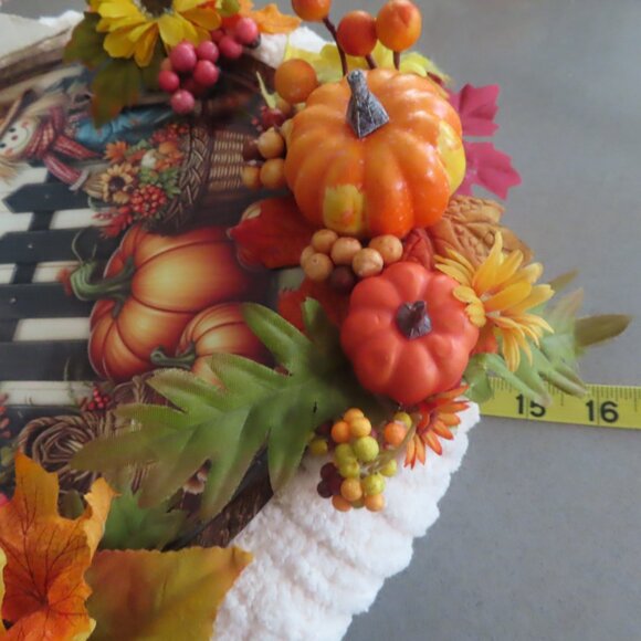 Wreath Sign It's Fall Y'all Yarn wrapped, Big Bow Autumn Decor 14” - Picture 4 of 7